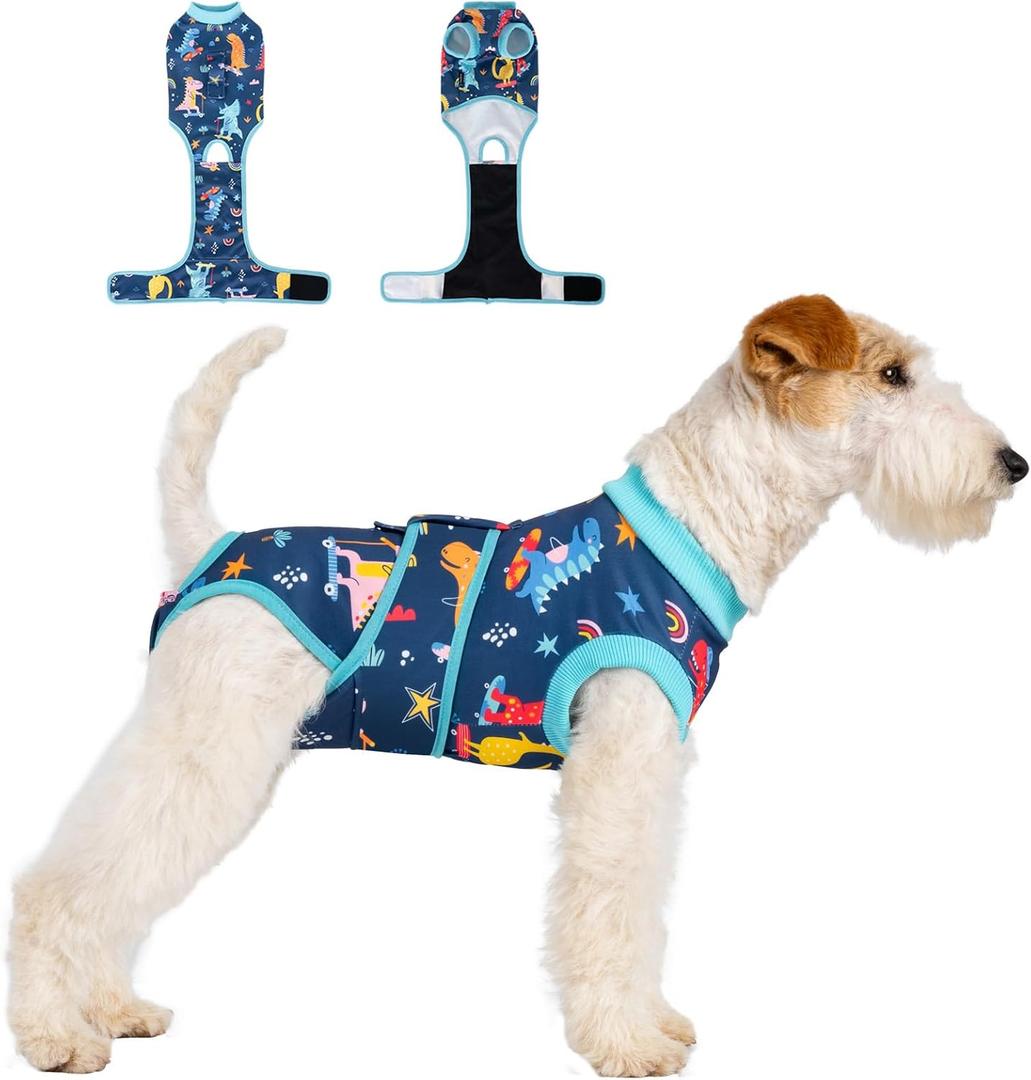 Dog Surgery Recovery Suit,Female Male Dog Onesie for Spay Neuter,Substitute E-Collar & Cone,Anti-Licking Breathable Onesie for Small Medium Large Dogs,New Dinosaur Pattern M