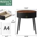 OIOG Side Tables Set of 2, Round Nightstand with Drawer, Modern Bedside End Tables for Small Space, Living Room, Bedroom, Office, Dorm, Rustic Brown and Black, 22.64 inches x 19.69 inches x 20.63 inches