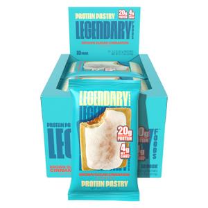 Legendary Foods 20g Protein Pastry - Low Carb Meal Replacement Bar - Low Glycemic, Gluten Free Protien Snacks - Healthy Keto Snack Box, 10x Zero Sugar Energy Bars - Bariatric Diabetic Friendly (EXP 02/13/26)