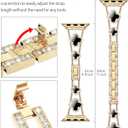 Bling Diamond Band Compatible with Apple Watch Bands for Women 42mm 44mm 45mm 46mm Series 11 10 9 8 7 6 5 4 SE 3 2 1, Sparkle Metal Bracelet Wristband, Cute Lucky Clover Dressy iWatch Band,Gold/Black