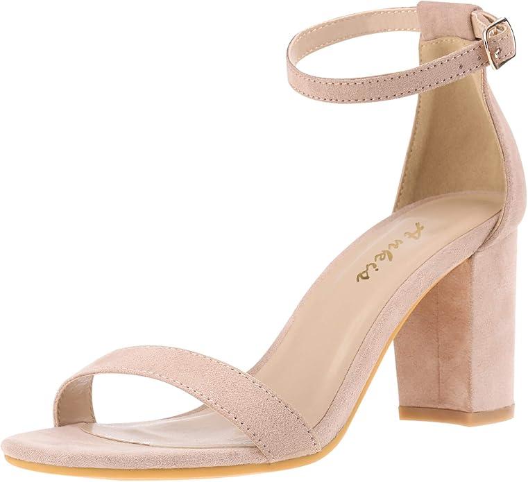 Ankis Heels for Women Open Toe Ankle Strap Chunky Heel Sandals 2.75 Inch. Size 10
