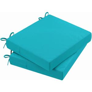 AAAAAcessories Outdoor Seat Cushions for Chairs, Waterproof, Fade-Resistant Patio Furniture Replacement Cushions, 18.5" x 16" x 3", Set of 2, Turquoise