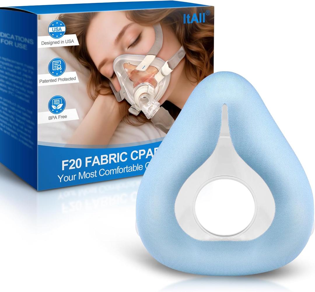 Replacement F20-Style Fabric Mask (Large) - No Silicone Contact, CPAP Full Face Cushion Wrapped by Cooling Fabric for Airfit F20 & Airtouch F20, No Stuffiness Even in Hot Weather (Blue-L)