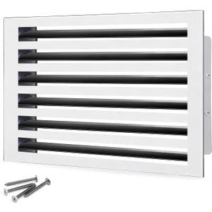 16x12 Modern AC Vent Cover, Decorative Air Vent Register Grille | Linear Slot Diffuser, Adjustable Airflow, Quiet Operation, HVAC Vent Cover for Ceiling, Wall & Floor, White Aluminum Alloy