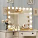 Ratsamee Gold Hollywood Vanity Mirror with Lights, 15 Dimmable Bulbs, 3 Color Lights,Make Up Lighted Mirror, Aluminum Metal Frame, USB Charging Port23" x 18"