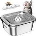 Cat Water Fountain Stainless Steel: 4L/140oz Pet Fountain Water Bowl Indoor, Automatic Dog Drinking Dispenser, Cat Feeding Watering Supplies, Metal Kitty Waterer Fountain, 1 Replacement Filters