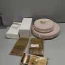 Nervure 175PCS Pink Plastic Plates - Floral Pink Gold Disposable Plates Include 50Plates, 25Forks, 25Knives, 25Spoons, 25Cups, 25Napkins Perfect for Wedding & Party & Easter & Mother's Day