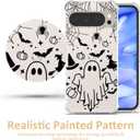Clear Halloween Phone Case for Google Pixel 9 Pro XL,Black Ghost Pattern Cover Soft Bumper Protective Cute Boys Girls Phone Case for Google Pixel 9 Pro XL-Black Ghost