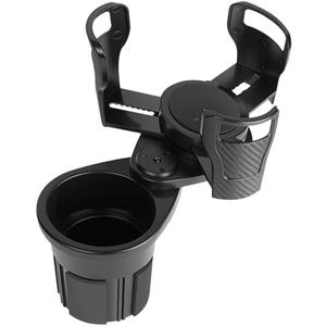 Universal Car Cup Holder Expander 2 in 1 - Adjustable Dual Drink Holder Adapter for Large Bottles, Snacks & Mugs, Fits SUV Sedan Truck (Black)
