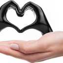 Small Heart Hands Sculpture Decor for Living Room Bedroom Bookshelf Coffe Table and Office Display, Love Finger Statue Modern Aesthetic Home Decor, Unique Gift for Wedding Christmas Birthday (Black)