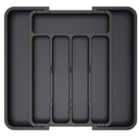 Lifewit Medium Silverware Drawer Organizer, Expandable Utensil Tray for Kitchen, BPA Free Flatware and Cutlery Holder, Adjustable Plastic Storage for Spoons Forks Knives, Black