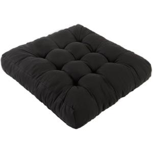 Meditation Floor Cushions, Thickened Floor Pillow for Adults, Large Square Pillows Seat Cushion for Tatami Living Room Yoga, Memory Sponge Block Added, 22x22 Inch, Black (Set of 1)
