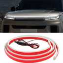 71 Inch Exterior Car LED Hood Light Strip, Flexible Waterproof Dynamic Scan Start Up Hoodbeam Lights, Universal 12V Bright Daytime Running Light Strip for Cars, SUVs, Trucks (White)