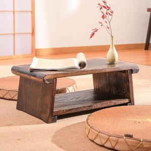 STARBRILLIANT Antique Tea Table Folding Legs Asian Floor Low Coffee Table Wood (Small One: 24 x 14 x 9.5in, Brown)