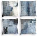 COLORPAPA Blue Throw Pillow Covers 18x18 Set of 2 Decorative Cushion Cover Grey Abstract Art Painting Pillowcase for Sofa Bedroom Living Room Décor
