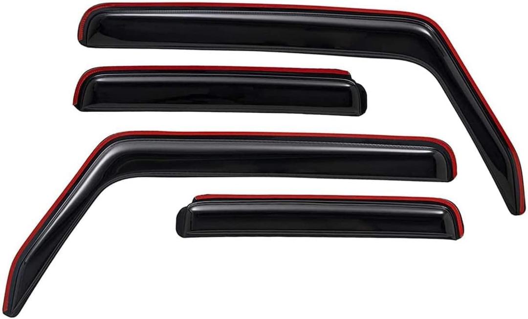 Lightronic Extra Durable Clip-on in-Channel Auto Vent Window Visors, Fits 2007-2017 Jeep Wrangler & 2018 Wrangler JK, Unlimited 4-Door, UV-Protect Rain Guards, Original Wind Deflectors, Smoke, 4-Pcs