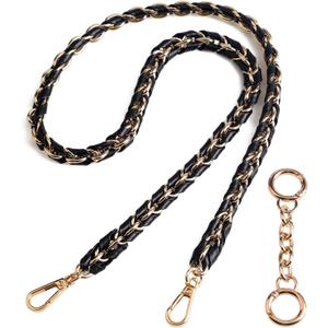 Beaulegan Purse Chain Strap - Microfiber Leather - Replacement for Handbag, Crossbody Shoulder Bag Set of 2, 35.4 Inch Long(Gold)