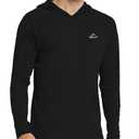 Willit Men's UPF 50+ Sun Protection Hoodie Shirt Long Sleeve Rash Guard Fishing SPF Outdoor UV Shirt Lightweight Pocket (Black, Small)