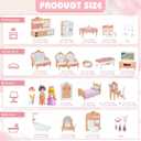 Princess Dollhouse Furniture Set, 48 Piece Luxury Miniature Accessories Collection with Living Room, Bathroom, BedroomKitchen, TV Entertainment Set (Beige)