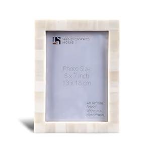 Handicrafts Home White 5x7 Picture Frame for Christmas Decor and Holiday Photo Frame for Modern Minimalist Home Decor, Wedding Gift, Vintage Bone inlay Frames for Aesthetic & Living Room Picture Frame