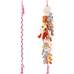 CERETIA 80" 2-Pack Cotton Hanging Storage Chain For Stuffed Animals Storage with 20 Metal Clips, Stuffed Animal Organizer Chain for Wall Corner Nursery Play Room, Pink