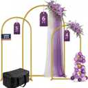 3 Pack Gold Metal Arch Backdrop Stand Set - 6FT, 5FT, 4FT Balloon Stand for Weddings Ceremony, Parties, and Baby Showers - Door Frame Backdrop Stand