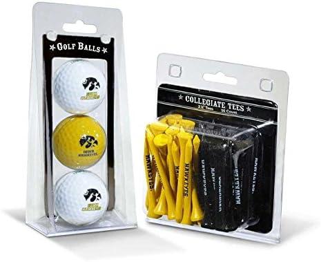 Team Golf NCAA Logo Imprinted Golf Balls (3 Count) & 2-3/4" Regulation Golf Tees (50 Count), Multi Colored