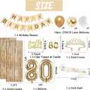 Trgowaul 80th Birthday Decorations for Women, Banner, Sash and Crown, Cake Topper, 80 Number Balloon, Fringe Curtains, Champagne Gold 80th Birthday Party Supplies