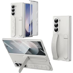 for Samsung Galaxy Z Fold 7 Protect Case with Wristband Stand,Bulit-in Screen & Lens Protection Shockproof Full Body Drop Fall Protection.(White)