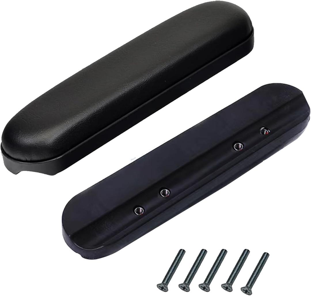 Universal Wheelchair Armrest (9-1/8 ") Black, with Hardware, Replacement Vinyl Arm Pad Parts, Suitable for Most Wheelchairs (1 Pair)