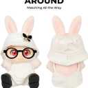 4pcs Dolls Outfit Set, Hat & Overalls for 17 cm Doll Clothes Accessories Suit, Stylish Clothes for Doll, Cute Outfits for Dress up Unique Style with Premium Fabric, White