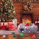 Dansydaisy 9 Pcs Cat Tunnel Under Christmas Tree, 3ft Cat Donut Tunnel with Plush Cushion and 8 Toys Cozy Washable Cave for Kittens Small Medium Pets Rabbits Gifts for Christmas (Gray)