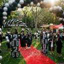Yexiya 10 Pcs Prom Column Standup Photo Booth Decorations Set 2026 Prom Backdrop Balloon Boxes Cardboard Decoration Column with Background Banner Red Carpet for Party College(Black Silver)