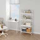 BHG Vintage Multifunctional Folding Bookshelf, No-Assembly Plant Stand Storage Rack Shelves for Home Office (All White, 4-Tier)