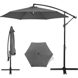 FRUITEAM Offset Patio Umbrella, 10 FT Heavy Duty Cantilever Outdoor Umbrella with High-Strength Frame & Infinite Tilt, All-Weather UV Protection Sun Shade for Poolside, Garden, Backyard (Grey)