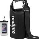 Unigear Dry Bag Waterproof, 2L/5L/10L/20L/30L/40L Floating and Lightweight Bags for Kayaking, Boating, Fishing, Swimming and Camping with Waterproof Phone Case (Black)