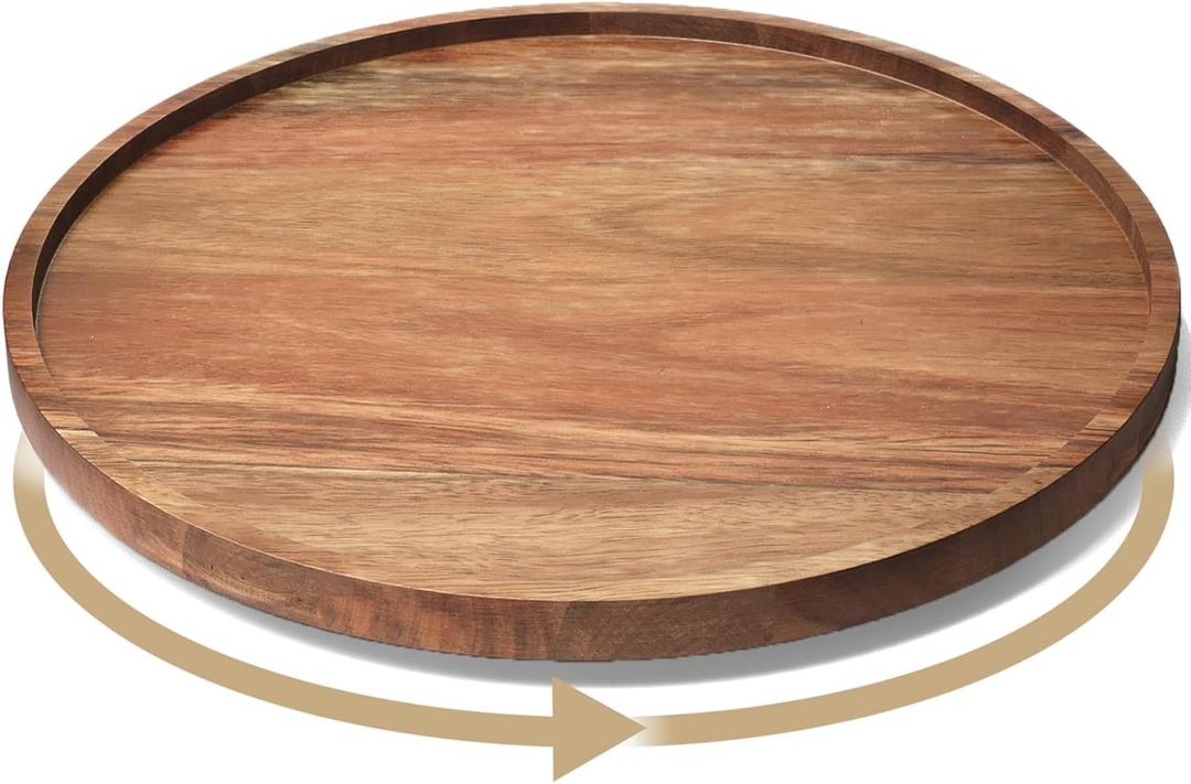 VERTORGAN Lazy Susan Organizer for Kitchen,Acacia Wood Turntable for Cabinet, Pantry, Table, Countertop, Vanity, Spice RackLarge