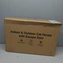 Heated Cat House for Outside with Dual Doors, Insulated Cat House Outdoor with Heating Pad, Weatherproof Heated Outdoor Cats Houses Weatherproof for Feral Cats (Deep Green, 25.5" L x 16" W x 13" H)