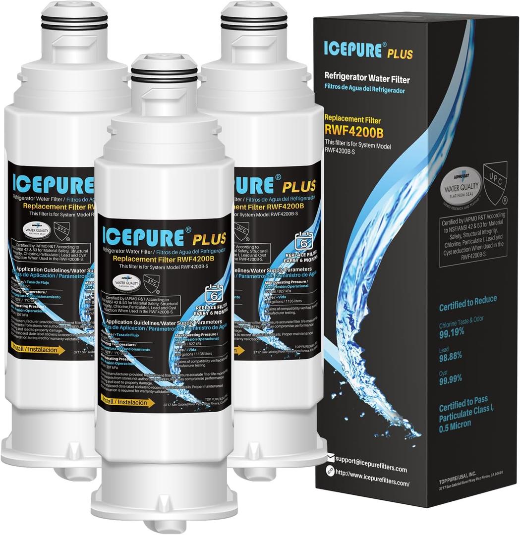 ICEPURE PLUS NSF53 DA97-17376B Replacement for HAF-QIN/EXP, HAF-QIN, DA97-08006C, RF23M8070SG, RF23M8070SR, RF23M8090SG, RF23M8090SR, AQF-DA97-17376B Refrigerator Water Filter, 3PACK