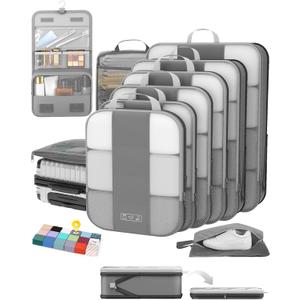 10 Set Compression Packing Cubes for Travel Essentials,Compressible Expandable Packing Cubes for Suitcase,OlarHike Luggage Organizer Bags for Travel,Handy Helper for Organizing Clothes(Gray)