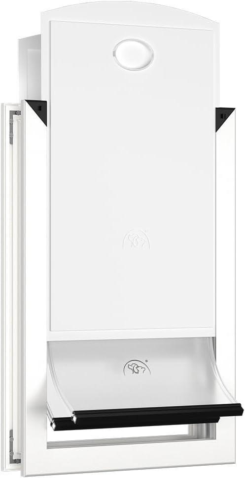[MAVRICPOWER] Aluminum Extra Large Dog Door with 2 Sliding Lock Panels, XL Dog Door for Door with Adjustable Tunnel, Never Rust Pet Door for Dogs Up to 220 Lbs (White)