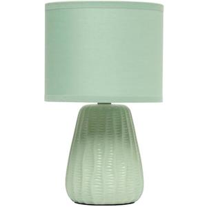 Simple Designs LT1138-SGE 11.02" Traditional Mini Modern Ceramic Texture Pastel Accent Bedside Table Desk Lamp w Matching Fabric Shade for Decor,Bedroom, Nightstand, Living Room, Entryway, Sage Green