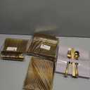 WDF 160 Piece Gold Plastic Silverware - Heavy Duty Gold Silverware Includes 80 Forks, 40 Spoons, 40 Knives, Plastic Utensils Perfect for Wedding, Christmas Party