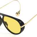 SODQW Oversized Aviator Sunglasses for Women With Earring Trendy Large Big Double Bridge 2025 Designer Ladies Shades (A05- Black/Yellow)