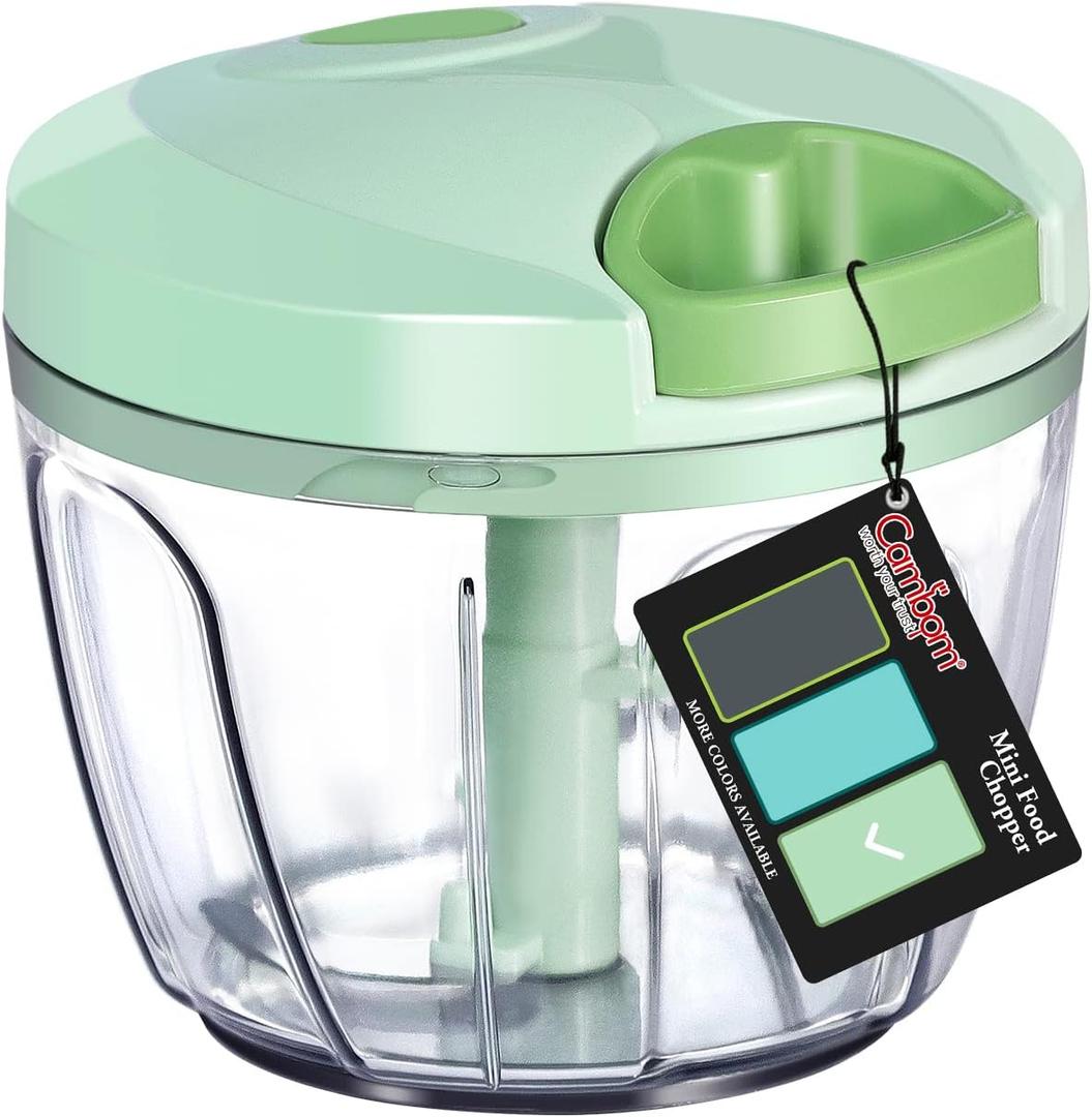 Cambom Manual Food Chopper Vegetable Cutter, Hand String Vegetable Chopper Onions Cutter for Vegetable Fruits Nuts BPA Free Food Safe Material, 650ml Green