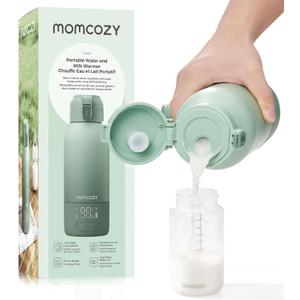 Momcozy Portable Bottle Warmer for Travel  Dual Heating Modes for Breast Milk & Water, Portable Milk Warmer with Fast Heating & Long Battery Life, 17 Ounces Large Capacity to Meet Your All-Day Needs (Gradual Change of Green)