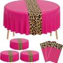 6 x Buryeah 6 Pcs Leopard Print Tablecloth 84'' Cheetah Print Table Cloth Disposable Animal Table Runner for Birthday Party Wedding Decorations Baby Shower Picnic Kitchen Decor (Pink)