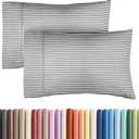 Queen Pillow Cases Set of 2 - Ultra Soft Hotel Quality Pillowcase Covers - Comfy, Cozy & Wrinkle Free - Shrinkage and Fade Resistant - Machine Washable Pillow Protectors - 2 Piece Set - Grey Stripes 2