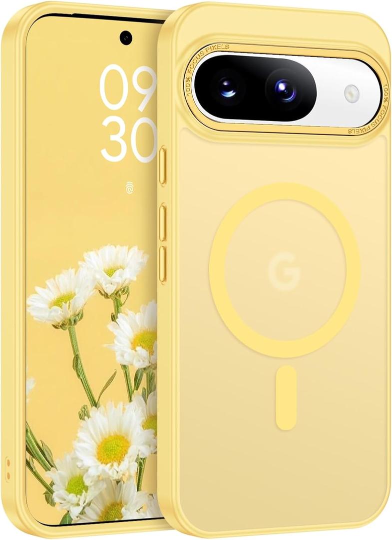 BENTOBEN for Google Pixel 9 Case [Compatible with Magsafe] Translucent Matte Magnetic Pixel 9 Case Slim Thin Shockproof Women Men Girls Boys Protective Phone Cases for Google Pixel 9 6.3", Yellow