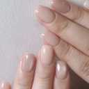 Nude Pink Press On Nails Short Square Glossy French Tip, Reusable Natural Looking Fake Nails with Glitter Accent, Soft Gel Full Cover Stick On Nails for Women Everyday Wear Wedding Office, 24PCS